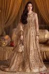 Antique Gold Pakistani Wedding Dress with Intricate Embroidery