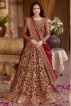 Crimson Red Pakistani Wedding Dress with Hand Embellishments