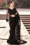 Elegant Pakistani Wedding Dress in Black Silk Net with Embellishm